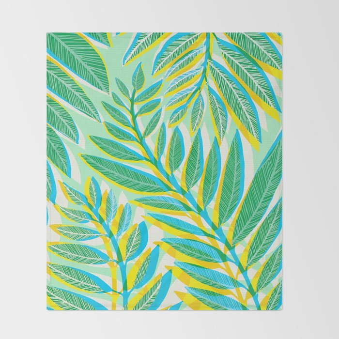 Colorful Tropical Pop Vines Throw Blanket Gallery Image 2