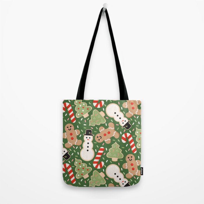 Sweet Christmas Cookies on Green Tote Bag Gallery Image 2