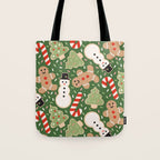 Sweet Christmas Cookies on Green Tote Bag Gallery Image 1