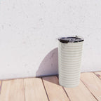 Minimal Line Curvature V Natural Neutral Mid Century Modern Arch Abstract Travel Mug Gallery Image 4