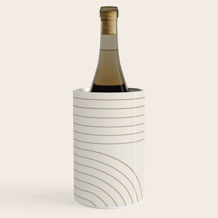 Minimal Line Curvature V Natural Neutral Mid Century Modern Arch Abstract Wine Chiller Gallery Image 3