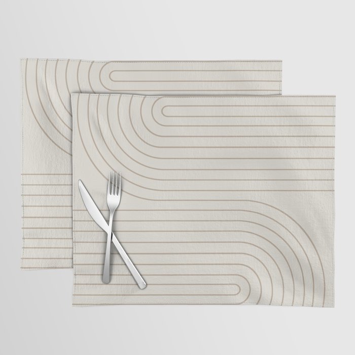 Minimal Line Curvature V Natural Neutral Mid Century Modern Arch Abstract Placemat Gallery Image 1