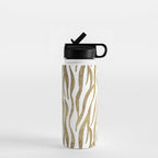 Chic faux gold white modern zebra animal print pattern Water Bottle Gallery Image 1
