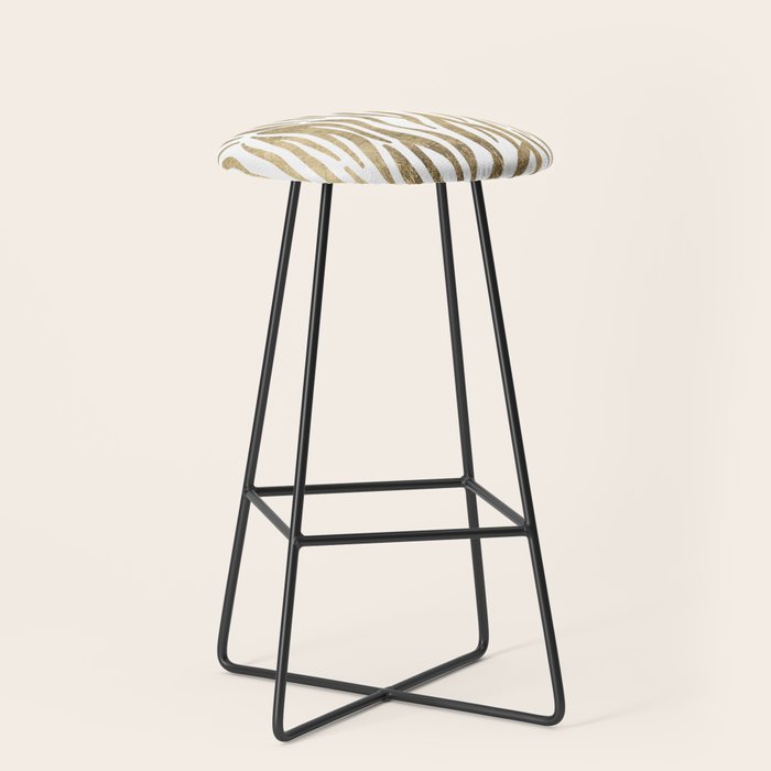 Chic faux gold white modern zebra animal print pattern Stool Gallery Image 1