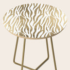 Chic faux gold white modern zebra animal print pattern Side Table Gallery Image 2
