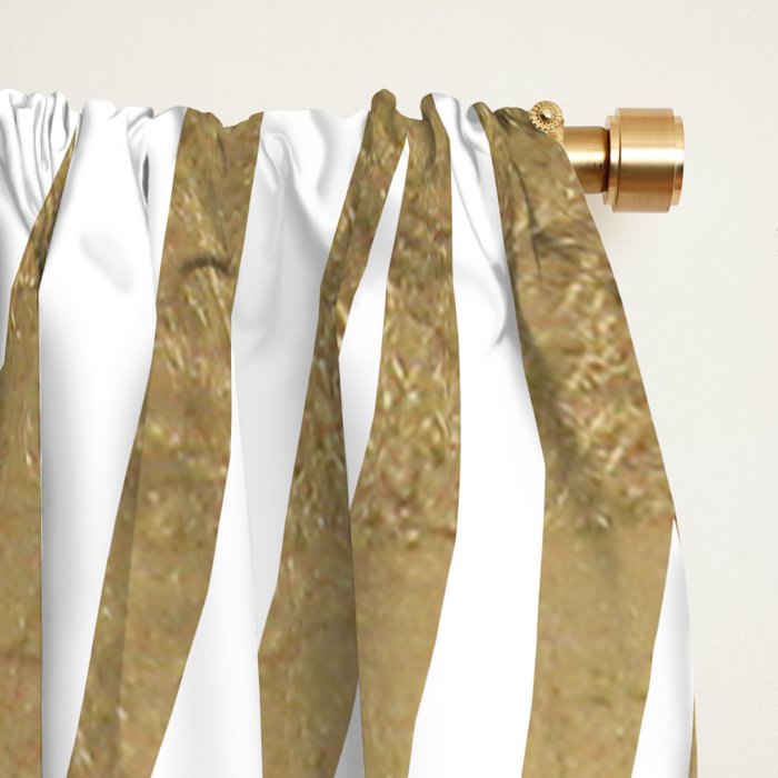 Chic faux gold white modern zebra animal print pattern Window Curtain Gallery Image 2