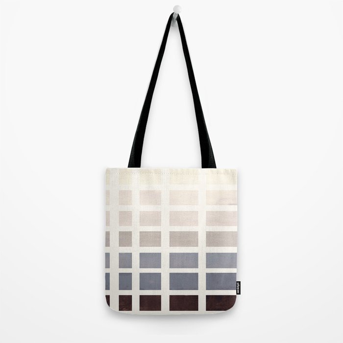 Grey Taupe Watercolor Gouache Geometric Square Matrix Pattern Tote Bag Gallery Image 2