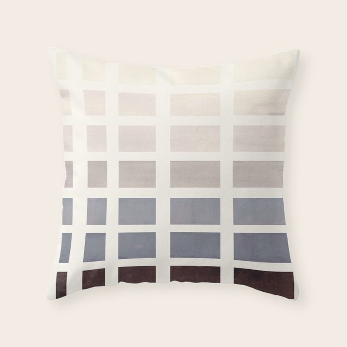 Grey Taupe Watercolor Gouache Geometric Square Matrix Pattern Throw Pillow Gallery Image 6