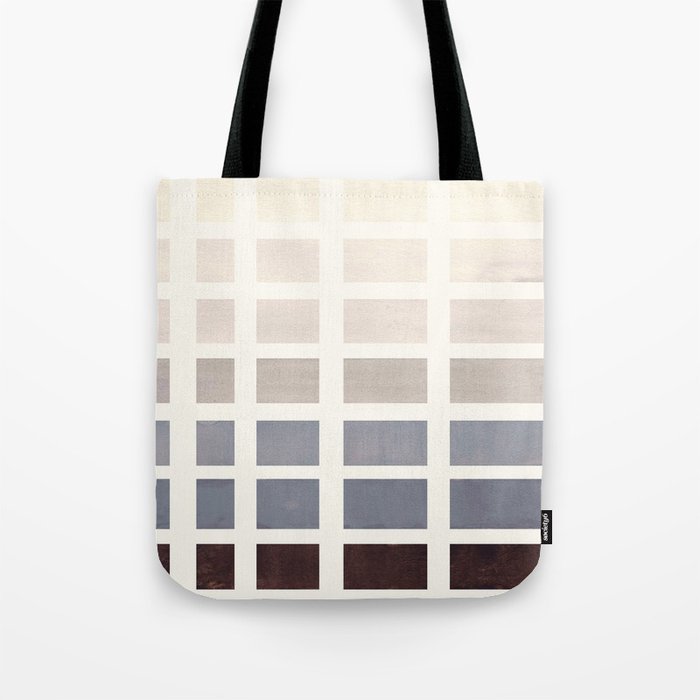 Grey Taupe Watercolor Gouache Geometric Square Matrix Pattern Tote Bag Gallery Image 1