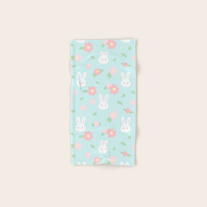 Cute rabbit bunny animal with spring flowers Bath Towel Gallery Image 1