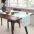 Cute rabbit bunny animal with spring flowers Table Runner Gallery Image 2