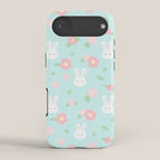 Cute rabbit bunny animal with spring flowers iPhone Case Gallery Image 2