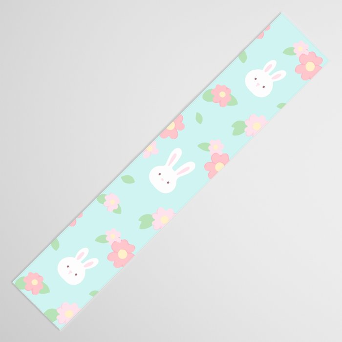 Cute rabbit bunny animal with spring flowers Table Runner Gallery Image 3