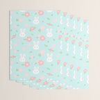 Cute rabbit bunny animal with spring flowers Wrapping Paper Gallery Image 3