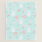 Cute rabbit bunny animal with spring flowers Jigsaw Puzzle Gallery Image 1