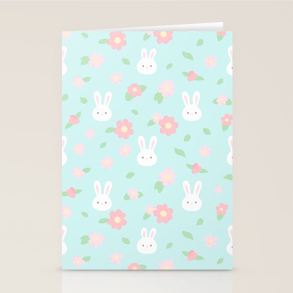 Cute rabbit bunny animal with spring flowers Stationery Card Gallery Image 2