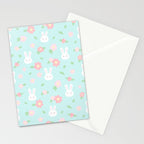 Cute rabbit bunny animal with spring flowers Stationery Card Gallery Image 2