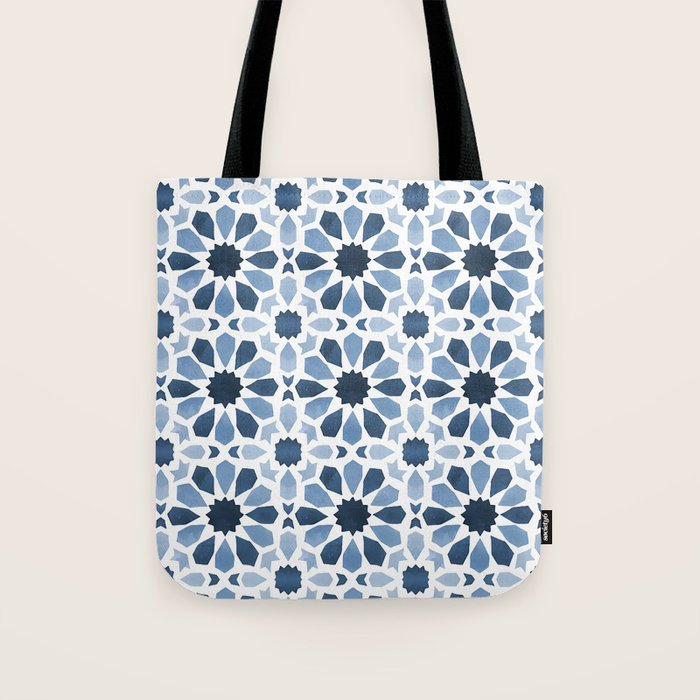 Watercolor Zellige Harmony Tote Bag Gallery Image 1