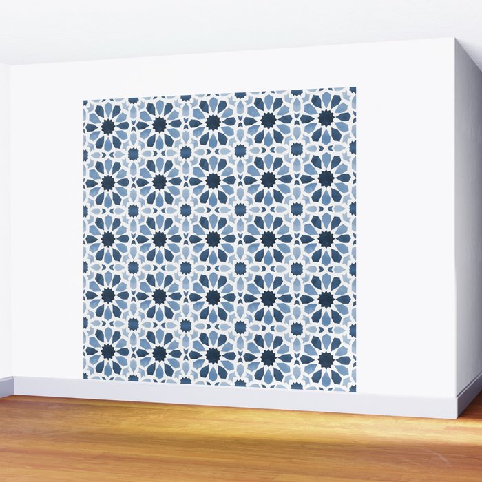 Watercolor Zellige Harmony Wall Mural Gallery Image 2