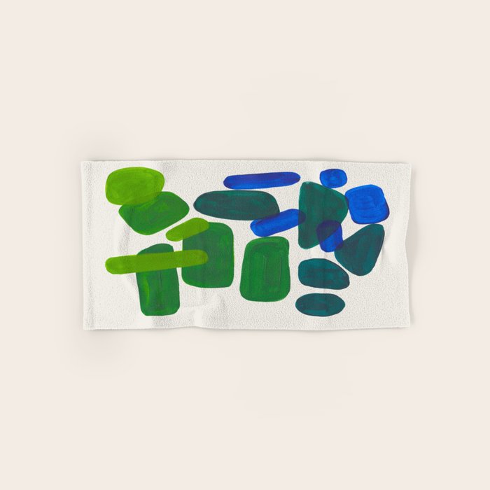 Minimalist Modern Mid Century Colorful Abstract Shapes Phthalo Blue Lime Green Gradient Overlapping Towels Gallery Image 1