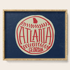 Atlanta Georgia Baseball - Hand Drawn, Script Typography Serving Tray Gallery Image 1