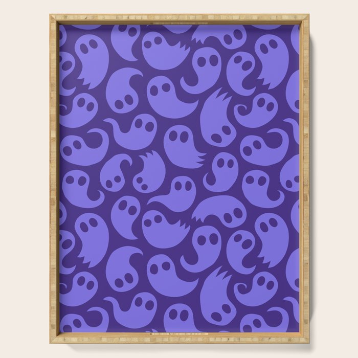 Halloween ghost cartoon pattern art Serving Tray Gallery Image 1