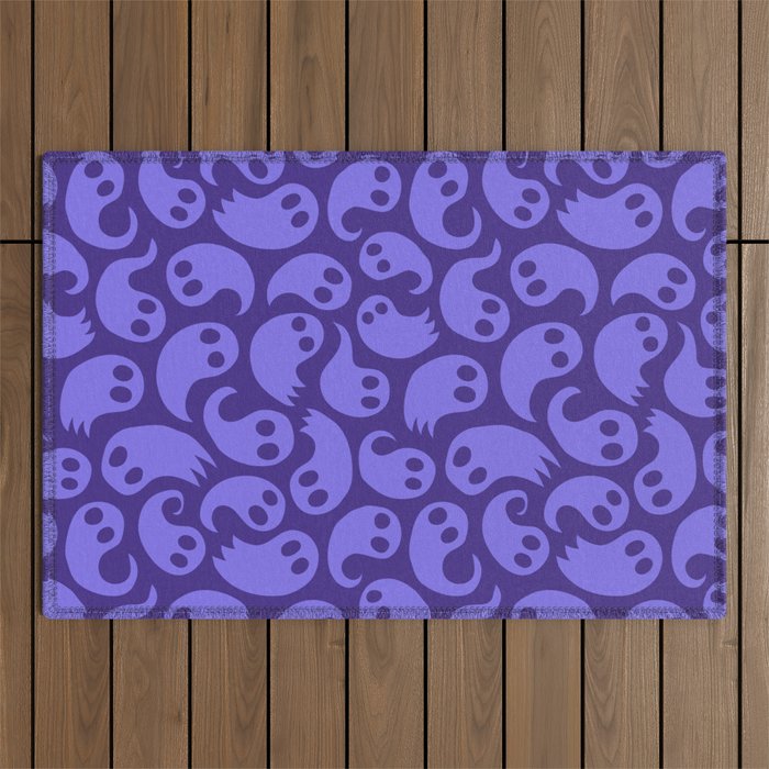 Halloween ghost cartoon pattern art Outdoor Rug Gallery Image 1