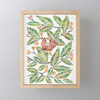 Happy Sloth - Tropical Green Rainforest Mini Art Print Gallery Image 1