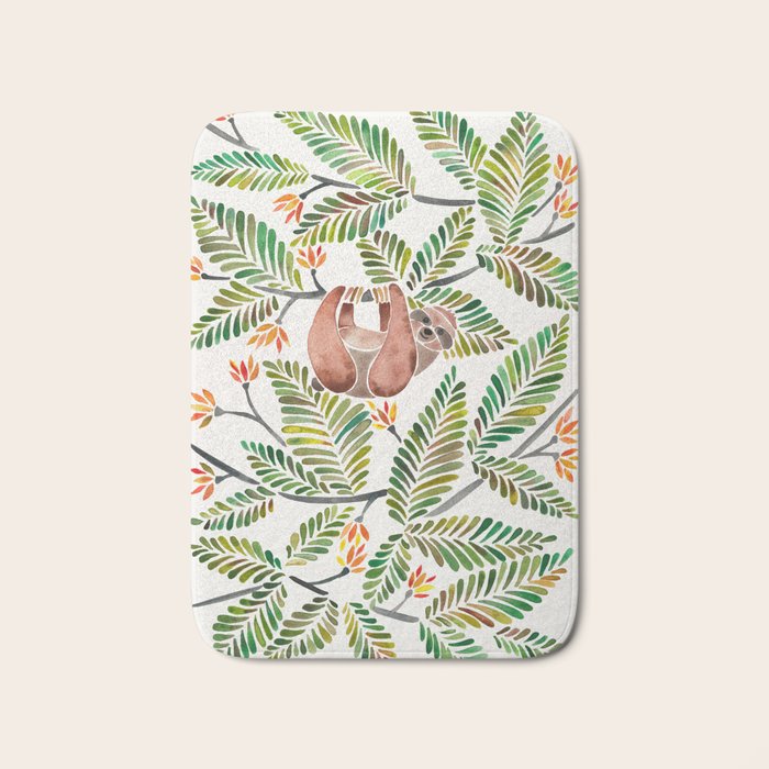 Happy Sloth - Tropical Green Rainforest Bath Mat Gallery Image 1