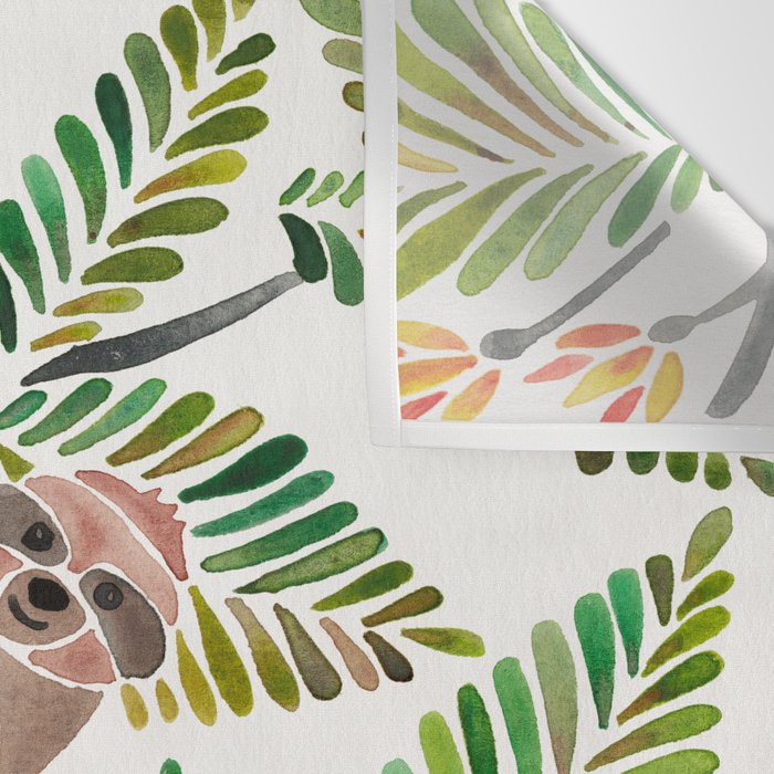 Happy Sloth - Tropical Green Rainforest Wall Tapestry Gallery Image 3