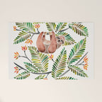 Happy Sloth - Tropical Green Rainforest Welcome Mat Gallery Image 1