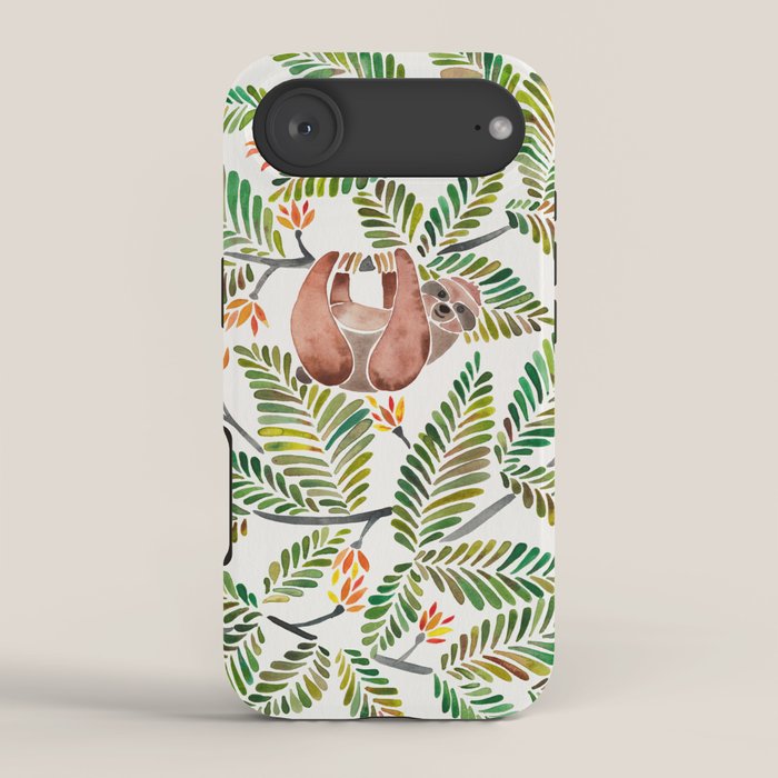Happy Sloth - Tropical Green Rainforest iPhone Case Gallery Image 2