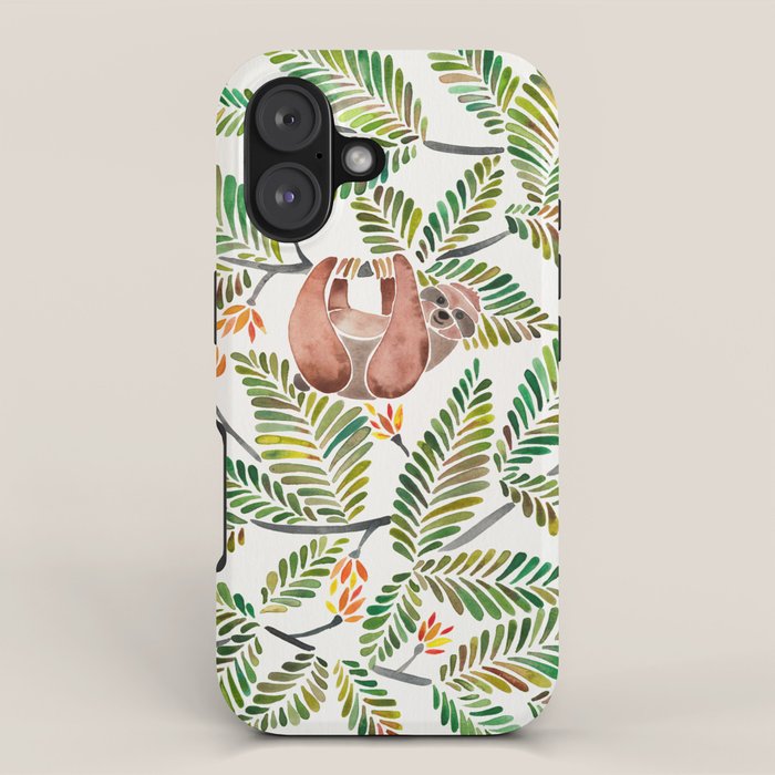 Happy Sloth - Tropical Green Rainforest iPhone Case Gallery Image 1