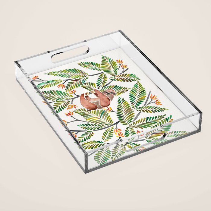 Happy Sloth - Tropical Green Rainforest Acrylic Tray Gallery Image 1