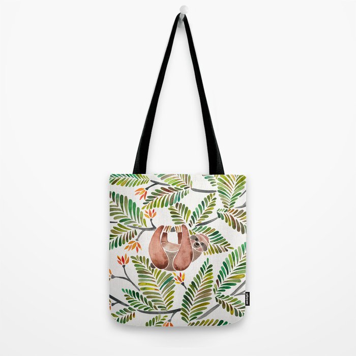 Happy Sloth - Tropical Green Rainforest Tote Bag Gallery Image 2