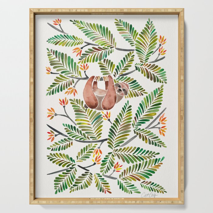 Happy Sloth - Tropical Green Rainforest Serving Tray Gallery Image 1