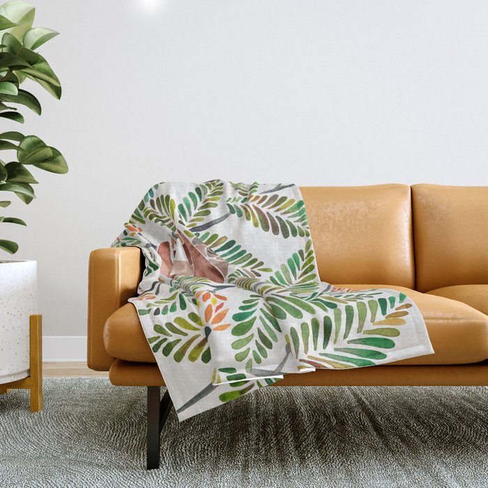 Happy Sloth - Tropical Green Rainforest Throw Blanket Gallery Image 1