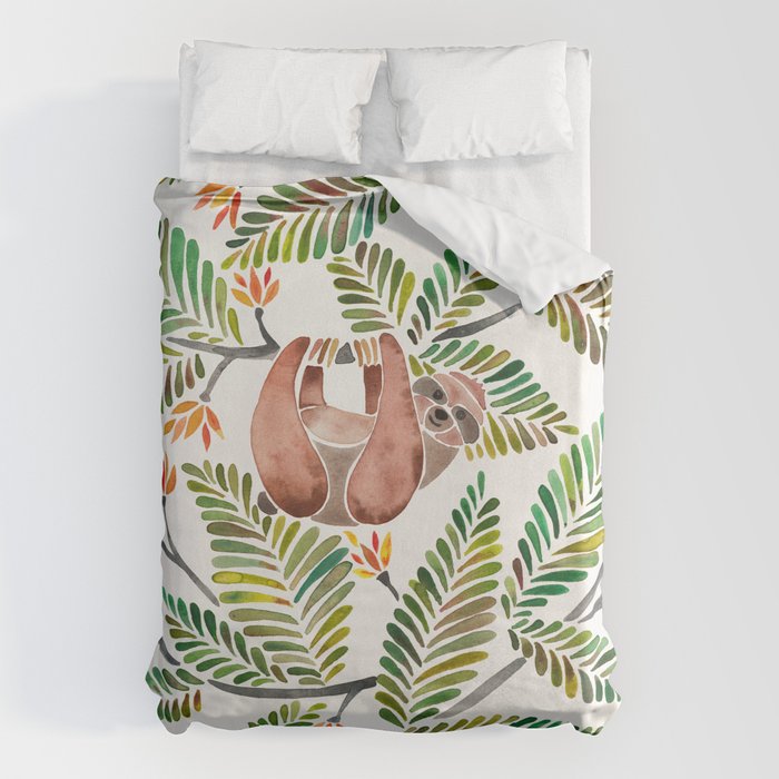 Happy Sloth - Tropical Green Rainforest Duvet Cover Gallery Image 6