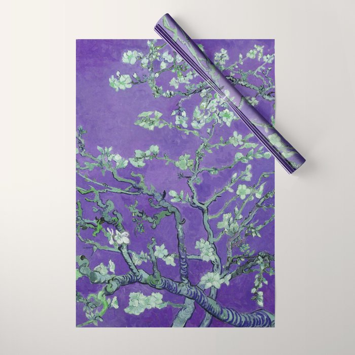Vincent van Gogh "Almond Blossoms" (edited purple) Wrapping Paper Gallery Image 1