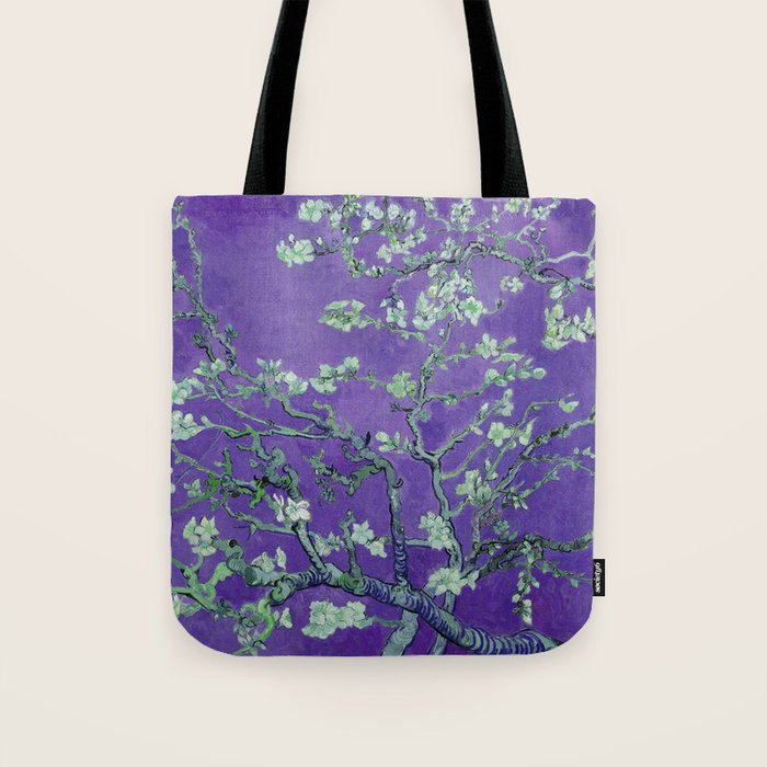 Vincent van Gogh "Almond Blossoms" (edited purple) Tote Bag Gallery Image 1