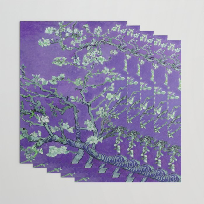 Vincent van Gogh "Almond Blossoms" (edited purple) Wrapping Paper Gallery Image 3