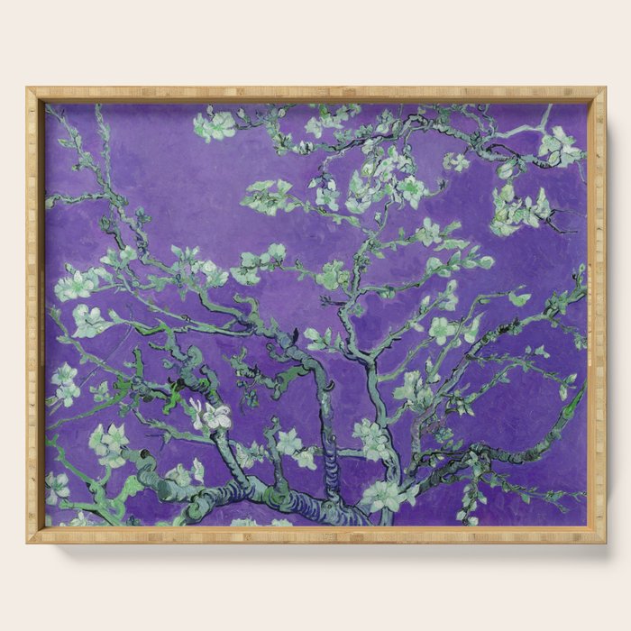 Vincent van Gogh "Almond Blossoms" (edited purple) Serving Tray Gallery Image 1