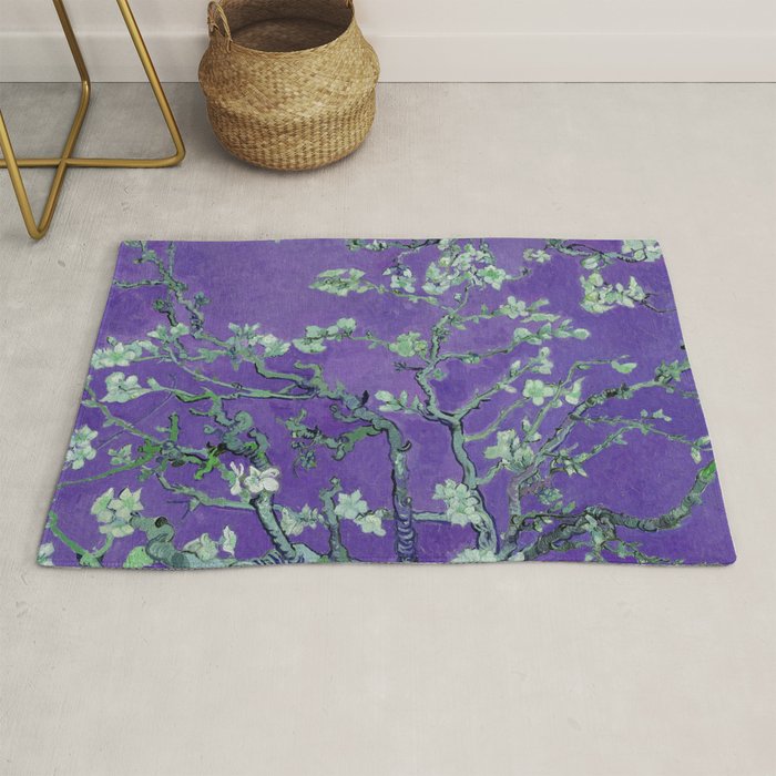 Vincent van Gogh "Almond Blossoms" (edited purple) Rug Gallery Image 1