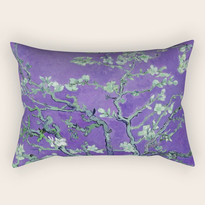 Vincent van Gogh "Almond Blossoms" (edited purple) Rectangular Pillow Gallery Image 2