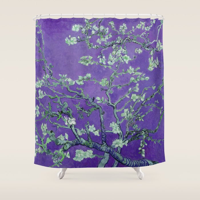 Vincent van Gogh "Almond Blossoms" (edited purple) Shower Curtain Gallery Image 1