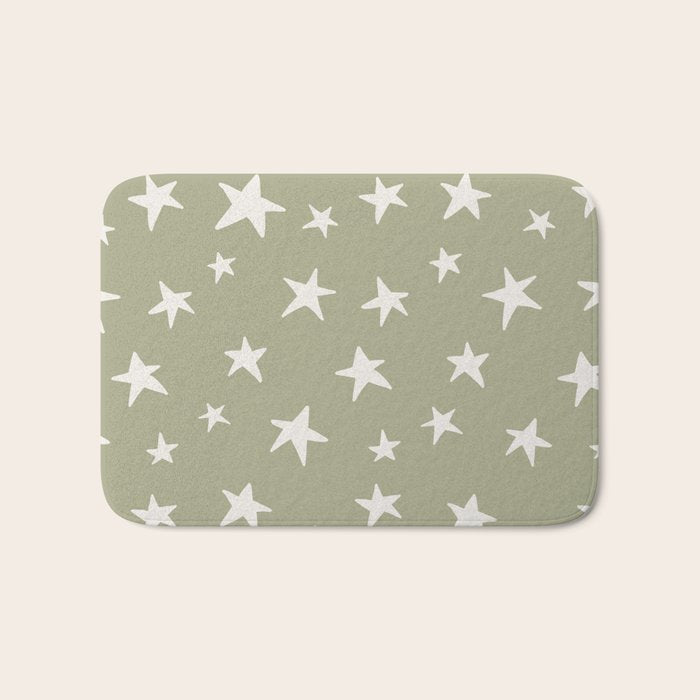 Stars Sage Green Bath Mat Gallery Image 1