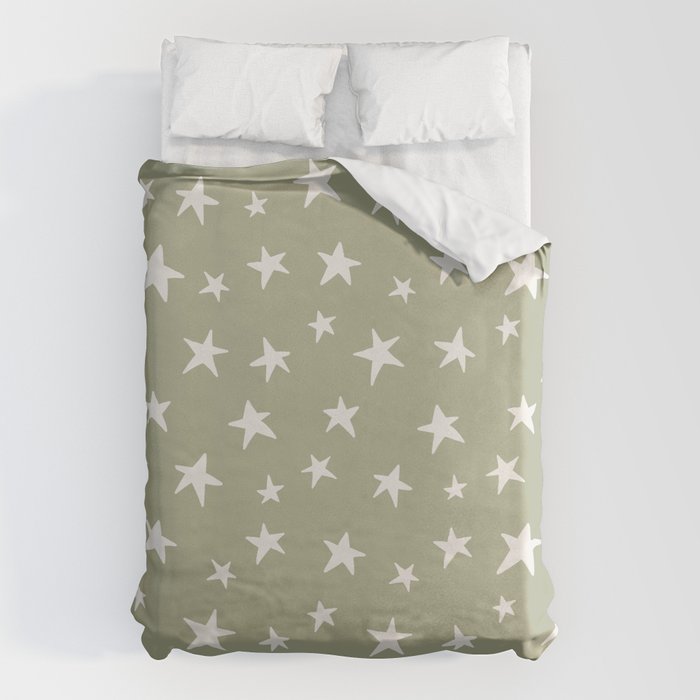 Stars Sage Green Duvet Cover Gallery Image 6