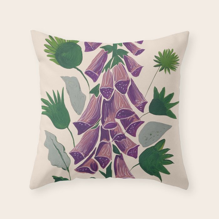 Contemporary Botanical Garden Foxglove in Bloom Throw Pillow Gallery Image 6
