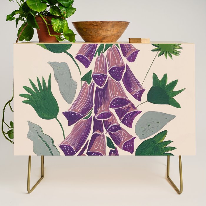 Contemporary Botanical Garden Foxglove in Bloom Credenza Gallery Image 1