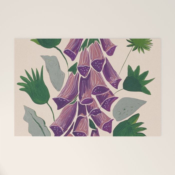 Contemporary Botanical Garden Foxglove in Bloom Welcome Mat Gallery Image 1